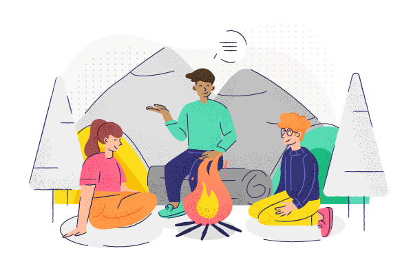 campfire storytelling illustration